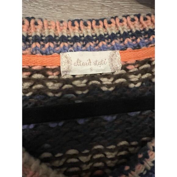Altar’s State Sweater Chunky Knit V Neck Sz Small Crochet Colorful Artsy Purple - Picture 3 of 10